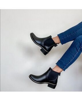 Kate Spade New York Sally Black Rain Ankle Bow Boots